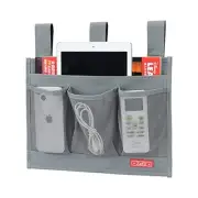Hanging Bedside Caddy, Bedside Storage Organizer for Classic 4 Pockets Grey