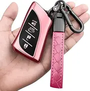 Sindeda for Lexus Key Fob Cover With Keychain TPU Full Protection Key Shell Case, Pink