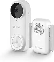 EZVIZ Wireless Video Doorbell 2K HD WiFi Camera with Chime, 2-Way Talk, Voice Change, PIR Detection, Night Vision, Weatherproof, Easy Installation, 256G SD, Cloud Storage, 2.4Ghz WiFi, Alexa, DB2 Kit