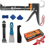 Cocew Caulk Gun Kit, Smooth Silicone Caulking Gun and Caulk Remover Tool, Sealant Finishing Tool Grout Scraper for Kitchen Bathroom Window Sink Joint, All in One with Gift Box