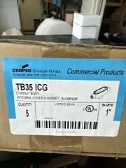 Box Of 5 New Cooper Crouse-Hinds TB35 ICG Conduit Body Cover Gasket Aluminum 1"