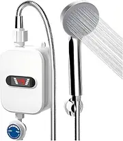 Electric Water Heater, Portable Tankless Instant Hot Water Heater Boiler with Stainless Steel Shower Head Kit, Mini Small Electric Kitchen Treasure Thermostatic Shower Shower Set