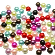 400 pcs Mixed Color Acrylic Half Pearl Flatback Round Bead 8mm Scrapbook Craft