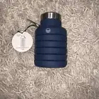 Mayim Collapsible Water Bottle - Food Grade Silicone -200-550ml - Navy Blue a-1