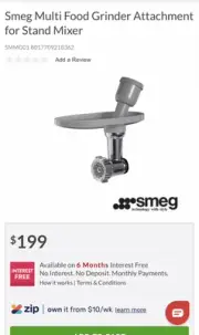 SMEG MULTI FOOD GRINDER ATTACHMENT FOR STAND MIXER $150.00 NEGOTIABLE