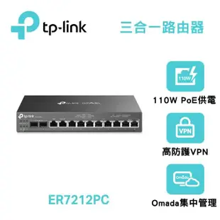 【TP-Link】ER7212PC 三合一 Gigabit VPN防火牆 Omada控制器 PoE交換器 路由器 商辦企業適用(SFP WAN)