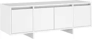 Mid-Century Modern TV Stand Television Console Table TV Cabinet Entertainment Unit with 4 Doors, for Living Room Bedroom, White 120x30x40.5 cm Engineered Wood