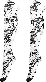 [Caihoyu] Women'S Over-Knee Socks Comfortable Extra Long Thigh High Socks Baseball Socks Football Socks for Stage Performances Seamless Butterflies Black White Colors, Seamless Butterflies Black White Colors