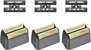3 Pack Professional 5 Star Series Finale Shaver Replacement Foil and Cutter Bar Assembly Compatible with wahl Shaver Foil 7031-100, 7043-100 Super Close Shaving Replacement Heads，Black