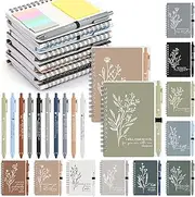 Kosiz 20 Sets Christian Journal Gifts Bulk Include Spiral Notebook with Bible Ballpoint Pen Aesthetics Boho Flowers Sign Religious Scripture Notepad for Church Pastor Sunday School (Morandi Color)