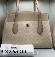 NWT Coach Lora Carryall Signature CC Taupe/Sand Leather Tote/Crossbody $398