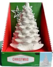 Hobby Lobby Lighted Ceramic White Christmas Tree Nostalgia 8 X 8 X 15 Brand New