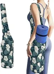 JKLQWH Polar Bear Pattern Printed Yoga Mat Bag Long Tote with Pockets for Your Yoga Accessories Exercise Yoga Mat Carrier Holder Multi-Functional Storage Bag Holds Most Pilates Mats