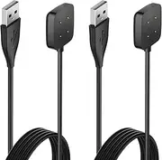[Hianjoo] [2 Pack] Charger Compatible with Fitbit Versa 4 / Versa 3 / Sense/Sense 2, Replacement Charger USB Charging Cable Dock Replacement for Fitbit Versa 4/3 /Sense (2), 3.3ft/100cm - Black