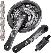Bike Crankset, Mountain Bike 24-34-42T Square Tapered Crankset 170mm CNC Narrow Wide Chainring MTB Crank Arm Set Bicycle Chain Cranksets with BB