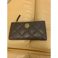 在飛比找蝦皮購物優惠-TB 羊皮長夾 Tory Burch  皮夾棕色 奶白色