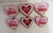 Set Of 6 Metal Heart Shaped Canisters With Lids 3 Lg + 3 Sm