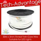 50m X 2mm 7AMP MARINE TINNED TWO CORE LED LIGHTS ELECTRICAL CABLE - BOAT/CARAVAN