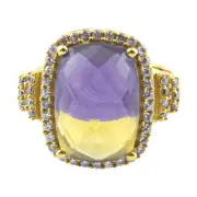 Gold Coast 14K Gold Plated Emerald Cut Ametrine Statement Ring Size 7, 12 PC Lot