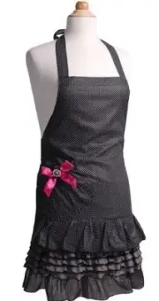 NEW Flirty Aprons Girls (CHILD) Marilyn Sugar n Spice Cotton Apron Black 3-7 old