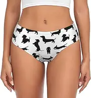 [SAAKE] Black Dogs Print Women's Briefs XS S M L XL XXL 3XL 4XL Plus Size Briefs Bikini Ladies Underpants, Black, Medium