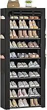 OYREL Large Shoe Rack, Black, 6 Side Pockets, 23.6" Wide x 11.4" Deep x 68.9" Tall, 36-41 Pairs of Shoes