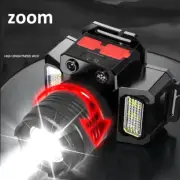 Super Bright LED Headlamp Flashlight USB Rechargeable Waterproof W/Zoom 800 LMNS