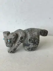Zuni Fetish Grey Lynx Marble Wilber Cheama 0376