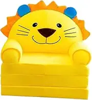 Perfk Animal Shaped Folding Sofa Bed, Convertible Sleeper Chair, Cute Leisure for Children,Sofa Chair Convertible Chair for Home, Yellow Lion