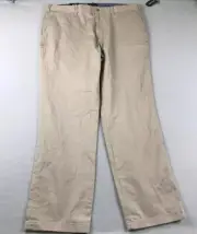 Nautica Pants Mens 38X34 Brown Stretch Flat Front Classic Straight Deck Pant NWT