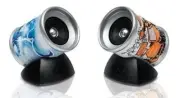 Boosted Tin Can Computer / Cell Phone Retro Stylish Speaker Set - 6 1/2"