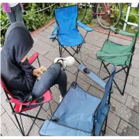 在飛比找momo購物網優惠-【May Shop】有置杯網座休閒露營便攜型摺疊露營椅