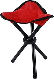 Camping Stool Camping Stool Outdoor Leisure Portable Folding Chair Three-Legged Stool Camping Travel Picnic Outdoor Activities Fishing Accessories(Red)