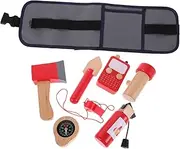 Sosoport 1 Set Kids Fireman Dress Up with Wooden Firefighter Tools Tool Belt Fire Extinguisher Toy Accessories for Role Play Firefighter Costume Props for Boys Girls