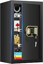 4.3 Cuft Large Safe Box Fireproof Waterproof, Fireproof Safe for Home Use, Security Safes with Digital Keypad and Manual Key, 3 Removable Steel Shelves, Home Safes for Document Money Valuables