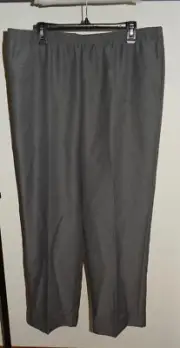 New Womens Alfred Dunner 20 Medium Pants Gray Straight Leg Elastic Waist