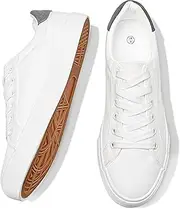 [FRACORA] Mens Canvas Shoes White Black Sneakers Low Top Lace Up Casual Shoes