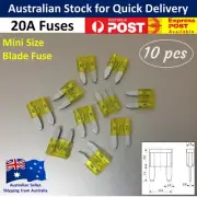 10pcs / 20 Amp Mini Blade Fuse - Yellow Car Truck Auto Fuses 20A
