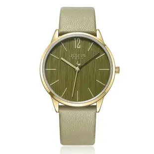JULIUS 聚利時 秋日暖陽直紋錶面皮錶帶腕錶-(五色/36mm)