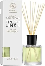 Fresh Linen Reed Diffuser 200 ml w/Rattan Sticks - Home Fragrance - Scented Diffusers for Aromatherapy - Perfect as a Gift - Enhancing Any Room with a Refreshing, Soothing and Pleasant Scent