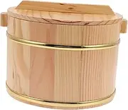 1Set Wooden Rice Storage Container with Inner Bucket and Lid for Home and Restaurant Use for Serving Rice Tofu Sushi and More