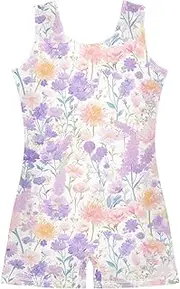 [FRODOTGV] Pink Purple Flower Gymnastics Leotards for Girls Toddlers Ballet Unitard for Training, Yoga, Tumbling