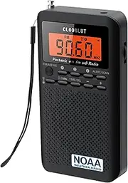 Weather Radio FM/AM/WB Transistor Power by AA Battery with Backlight Keyboard/Alarm Clock/Sleep Timer,Stereo Earphone Jack,Best Reception,Best Sound Quality Pocket for Walking