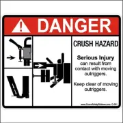 Crane Safety Sticker Multiple Crush Hazard Moving Outriggers