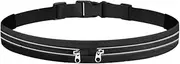 LORJE Slim Running Belt, Running Phone Belt, Waist Pouch Belt, Waist Pack for Women and Men, Reflective Runner Pouch Belt Fitness Workout Bag (Black), XIDAI2