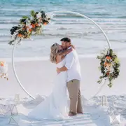 GREENYHAVEN 2.1M/2.4M Removable Round Wedding Arch Metal Backdrop Flower Frame