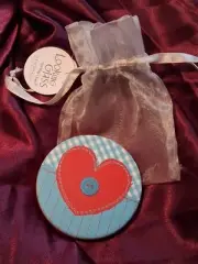 Vintage cute button heart theme Demdaco "Looking Glass" make-up pocket mirror