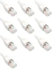 7 Feet Cat6 Ethernet Network Patch Cables White RJ45 m/m (10 Pack)