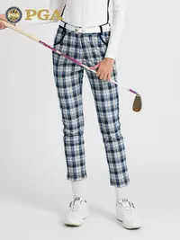 在飛比找Yahoo!奇摩拍賣優惠-美國PGA高爾夫褲子女秋冬季九分褲新品燈芯絨女裝褲英倫風格子