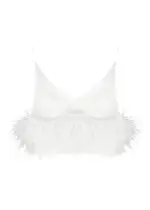 16 Arlington Poppy Cropped Feather-trimmed top - White - 14 14